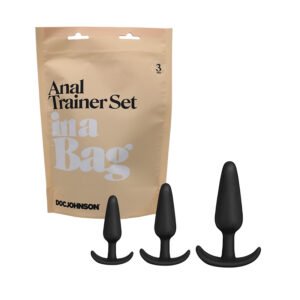 Doc Johnson Anal Plug Trainer Set In A Bag 3-Piece Silicone Black