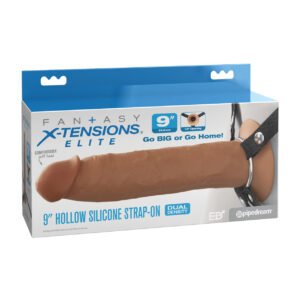 Fantasy X-Tensions Elite 9" Silicone Hallow Strap-On Dual Density - Brown