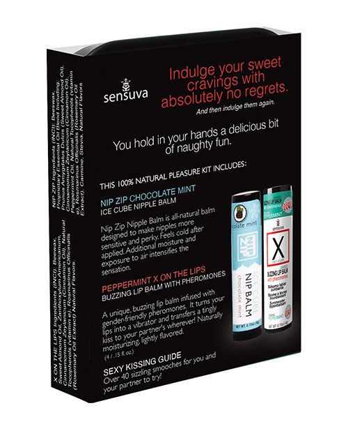 Sensuva Lips & Nips Pleasure Kit - Chocolate Nip Zip + Chocolate Peppermint XBalm + 50 Ways to Kiss Guide - Image 3